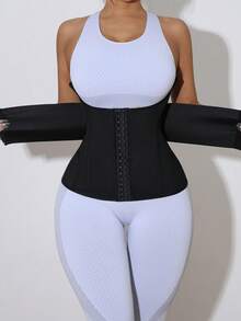 1pc Double-Layer Compression Abdomen Shaper, U-Shaped Bust Support, Tight Waist Slimming Belt For Sports & Fitness - Black - View 7