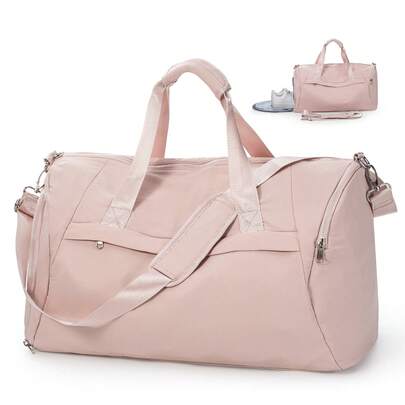 Women's Large Capacity Gym Duffle Bag With Independent Shoe Compartment & Wet Dry Separation Pocket, Multi-Pocket Travel Weekender Bag With Soft Padded Shoulder Strap & Smooth Zipper, Lightweight Carry On Bag For Workout, Sports, Travel, Overnight, Swimming