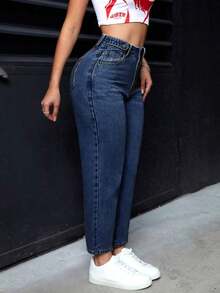 PETITE Pantalones vaqueros versátiles de ajuste entallado con bolsillos para mujer - Azul lavado oscuro - Ver 4