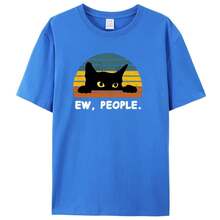 2025 Camiseta con estampado de gato acogedor para hombre, camisetas de algodón con estampado de Anime de alta calidad, ropa informal divertida para mujer, camiseta Unisex - Negro - Ver 10