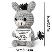 1pc Donkey Crochets Animals, An Inspirational Gift For Ladies, Men, Colleagues And Good Friends-Emotional Enhancement To Support The Little Mother's Holiday Basket Filler, Suitable For Grandchildren. - Multicolor - View 2