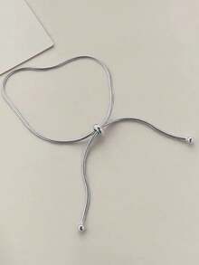1pc Adjustable Fashion Minimalist Snake Bone Anklet, Suitable For Daily Wear Or Party Jewelry - One Size 4 - View 3