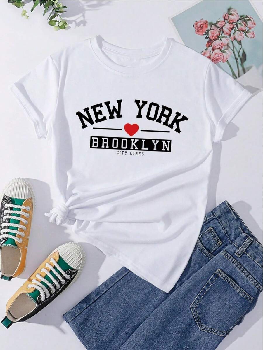 Camiseta con estampado de letra - Blanco - Ver 1