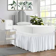 1 pieza Falda de cama para dormitorio, diseño envolvente con banda elástica ajustable, adecuada para juego de ropa de cama de dormitorio, múltiples tamaños: caída de falda de 32-36-42 pulgadas, ajustable para cama y somier. Tela suave, duradera y resistente a las arrugas - Hecha de microfibra premium, estilo de volante, resistente a la decoloración, lavable a máquina. - TwinXL 46" de caída - Ver 8