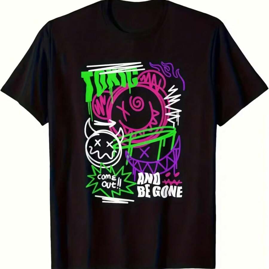 Printed T-Shirt For Men And Women - Black - View 1