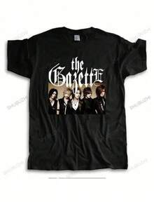 Camiseta negra de manga corta con cuello redondo y estampado gráfico para mujer, adecuada para uso casual diario, corte regular, blusas para mujer, blusas, tops para mujer, unisex. - Negro - Ver 1