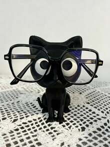3D Printed Black Cat Glasses Holder, Cute Kitten Eyewear Stand Desktop Storage, Compact Storage Display Decor, Home Office Bookshelf Desk, Gift For Cat Lovers - Multicolor - View 1