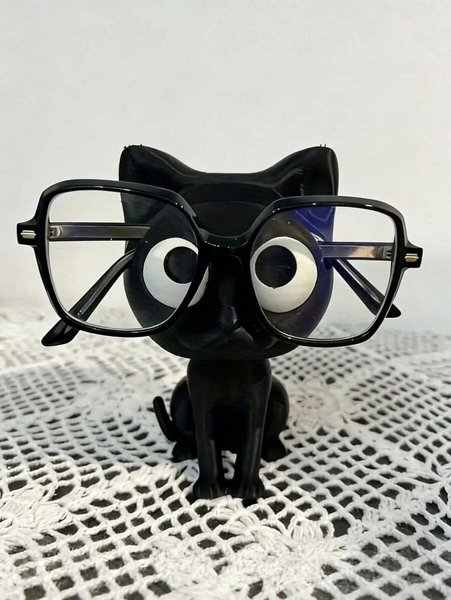 3D Printed Black Cat Glasses Holder, Cute Kitten Eyewear Stand Desktop Storage, Compact Storage Display Decor, Home Office Bookshelf Desk, Gift For Cat Lovers - Multicolor - View 1