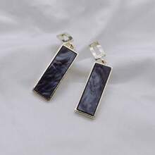 New Electroplated Cool And Unique Long Rectangular Earrings With A Light Luxury And High-End Feel, Versatile And Stylish - Gold and Black - View 7