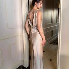Women Maxi Dresses - Champagne - View 3