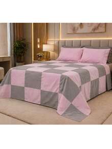 Colcha Casal Queen Patchwork Algodao 180 fios Artesanato da Vovó Rosa e Cinza - Rosa chiclete - Visão 10