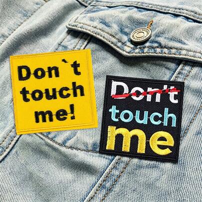 2 Pcs/Set "Don't 'Touch Me"Embroidery Patch Iron On Patches For Clothing Stickers Cartoon Letters/Text Applique Sewing Decorate Badges