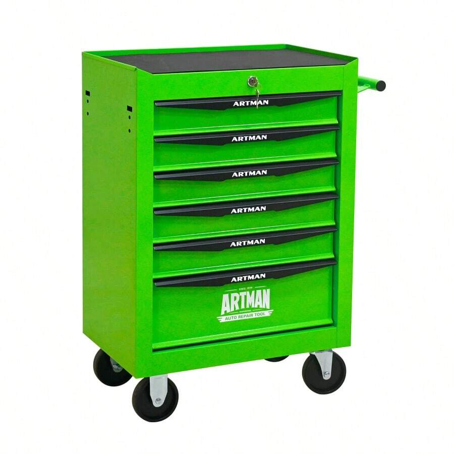 Rolling Metal Tool Chest With 6 Drawers 20" 6-Drawer Tool Chest Cabinet With Ball Bearing Drawer Slides Steel Tool Storage Box Organizer -GREEN - Green + Steel1 - View 1