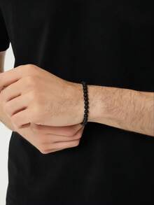 YOUNG&RICH YOUNG & RICH Men's Obsidian Bracelet, Natural Protective Stone Gift For Men, Healing Crystal Jewelry For Birthday/Anniversary Perfect Gift For Boyfriend - Black - View 8