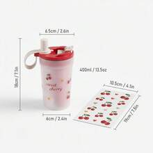 1个便携式水瓶，带茶漏和吸管，塑料材质，适用于牛奶、咖啡、茶，400毫升透明水杯，可重复使用，防漏，适合学生和成人使用，可用于学校、办公室、露营、野餐、旅行、徒步等场合。 - 彩色 - 查看 19