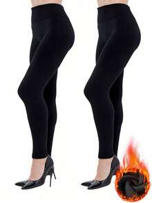 Bộ 3/2/1 quần legging nữ cạp cao lót lông cừu, co giãn cao, ôm sát, giúp kiểm soát vòng bụng, dài đến mắt cá chân, thích hợp mặc hàng ngày vào mùa thu và mùa đông. - Nhiều màu - Xem 16