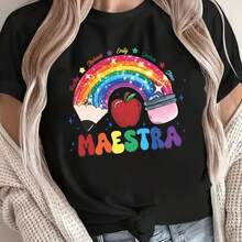 Essential fclothes Women: Comfclothestable Round-Neck T-Shirts fclothes All Seasons with clothes Prints - Negro - Ver 1