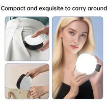 1pc Multifunctional Foldable Selfie Fill Light, Multi-Angle Rotating Mirror, Portable Makeup Mirror With Beauty Light, Stand-Up Desktop, Travel & Home Beauty Tool, Computer Round Live Stream Light, USB Rechargeable Phone Fill Light, 3-Level Adjustable Brightness, Beauty Fill Light, Laptop & Tablet Photography - Magnetic Fill Light Mirror - View 5