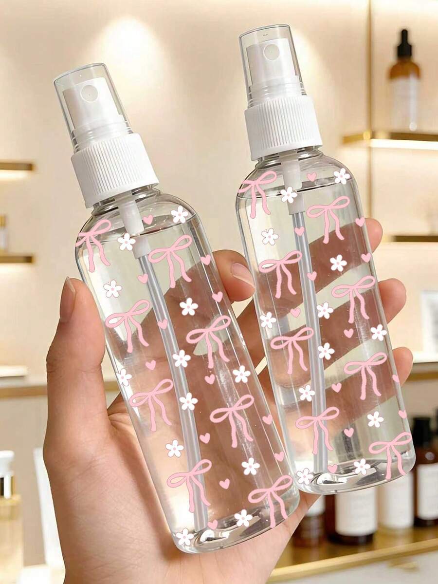 Botella de spray de viaje con patrón de lazo - Botella de spray multifuncional de niebla fina, adecuada para viajes; puede usarse como dispensador de desmaquillante, botella de spray para el cabello o rociador continuo, satisfaciendo las necesidades de peinado, riego de plantas e hidratación facial. - Multicolor - Ver 1