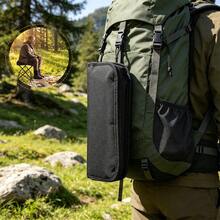 Klappbarer Hocker & Handtasche 2-in-1 – X-förmige Struktur, bis 120 kg Tragfähigkeit, verwandelbar von stylischer Tasche zu Hocker oder Fußstütze. Ideal für Reisen, Wandern, Angeln, Camping, Picknick, Konzerte, Warteschlangen oder Yoga – platzsparend & leicht zu tragen. - Schwarz - Übersicht 3