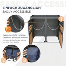 Storage Unit For 4 Bins With Green Roof, 120-240 Litres, Anthracite, Wood-Look Door, With Extension Option, Bin Storage Box, Bin Storage Unit (Bin Not Integrated) - View 9