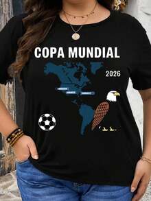 Camiseta con diseño del mapa del evento de fútbol Copa Mundial 2026, Estados Unidos, Canadá, México. Es una camiseta perfecta para regalar a amigos y familiares en cualquier día festivo u ocasión especial. - Negro - Ver 6