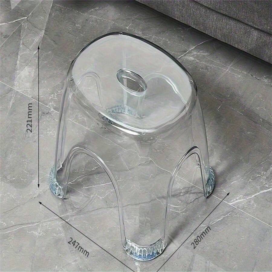 透明スモールスツール 家庭用玄関靴替え椅子 厚手プラスチック腰掛け バスルーム滑り止め低椅子