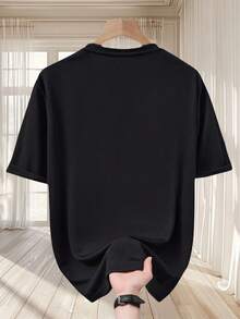 New Short Sleeve T-Shirt, Summer Print, Sporty, Casual And Modern, Versatile And Comfortable Top For Outdoor Activities, Lightweight And Breathable Quick-Drying T-Shirt, Ideal For Summer - 黑色 - 查看 2