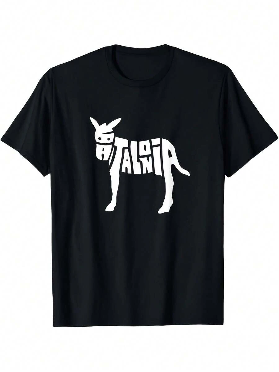 Camiseta con diseño divertido de animales que muestra el arte del burro catalán de Cataluña, adecuada tanto para hombres como para mujeres.Disponible en blanco y negro, perfecto como regalo.Diseño unisex para el verano de 2026, de manga corta y estampado, fabricado con tela de 180G. 0TDK - Negro - Ver 1
