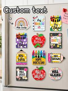 1pc Personalized School Teacher Acrylic Magnet, Custom Teacher Name & Title Magnet, Teacher Appreciation Gift From Student, Back To School Teacher Gift, Classroom Whiteboard Magnet, Preschool/Elementary Teacher Magnet - Multicolor - View 1