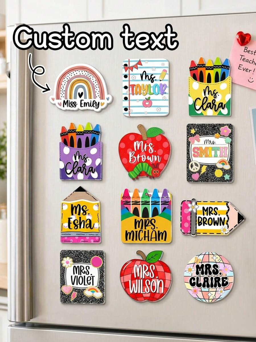 1pc Personalized School Teacher Acrylic Magnet, Custom Teacher Name & Title Magnet, Teacher Appreciation Gift From Student, Back To School Teacher Gift, Classroom Whiteboard Magnet, Preschool/Elementary Teacher Magnet - Multicolor - View 1