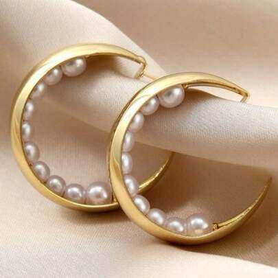 Women's Luxury Shiny Ring Earrings, Simple And Elegant Design, Suitable For Daily Commute And Party Accessories
