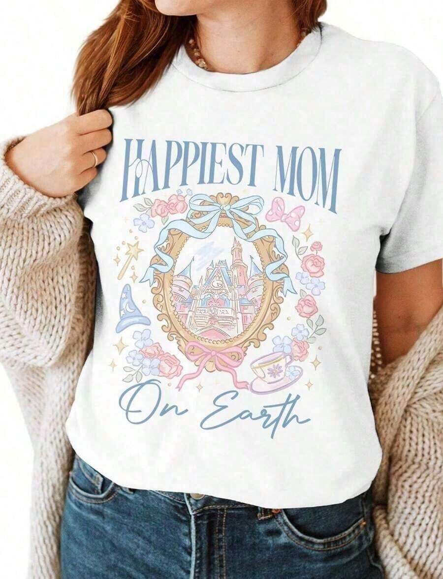 1 HappiestMomOnEarth T-Shirt - T-Shirt For Mom - Mother's Day T-Shirts - Magic T-Shirts - Mother's Day T-Shirt - 180g 100% Cotton - 白色 6 - 查看 1