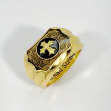 Nhẫn hình thánh giá bằng đá mã não đen 18k, biểu tượng của niềm tin và sức mạnh, nhẫn đá khối kiểu Âu và Mỹ thời trang. - Nhẫn hình thánh giá [Vàng] - Xem 13