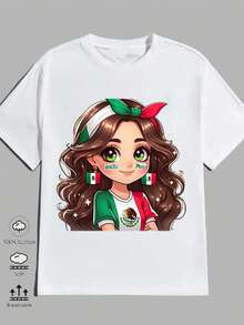 1 Camiseta de Hombre, 180G, Estampada en Blanco y Negro, Cuello Redondo, Corte Básico, Holgada, Transpirable, Versátil, Lavable a Máquina, Cómoda, Tallas S ~ 3XL, Ideal para Verano, Ropa de Hombre, Pantalones de Hombre, Camiseta de Hombre Mexican Linda.Camiseta Y2k - Negro - Ver 1