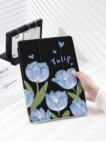 Ốp bảo vệ máy tính bảng họa tiết hoa tulip xanh dương, tương thích với Apple 10.2" 2021/2020, thế hệ thứ 9/10, Pro 11" 2025, Galaxy Tab A8 10.5" 2022, Matepad 10.4", hỗ trợ chức năng bật/tắt màn hình tự động, quà tặng ngày Valentine. - Nhiều màu - Xem 3