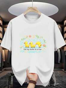 Men's T-Shirt With Organize Ducks Print, High Quality Print, Durable, Casual, Loose And Comfortable. - Mixed Colors - View 1