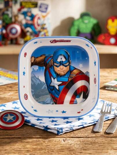 Marvel 1pc Official Licensed Avengers Series  Square Plate, Novelty Tableware, Cartoon Theme Decor, Anime Character Figurine, Snack Container, Movie Merchandise, Christmas/Birthday Gift, School Supplies