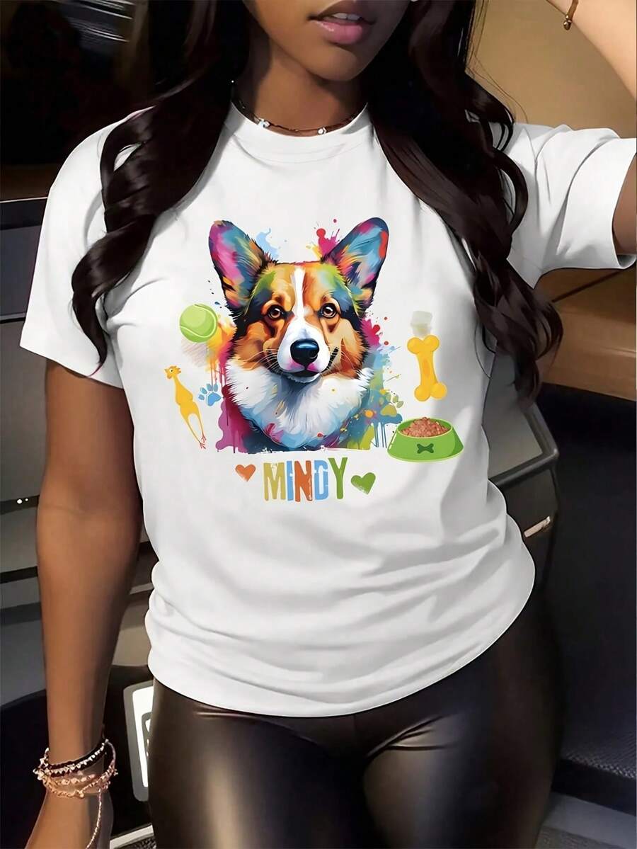 Camisetas impresas de verano y primavera de manga corta cuello redondo tops casuales tops de mujeres tejido de aodón de longitud regular lavable en máquina de tempor todas las camisetas a juego tiendas de la comunidad local en stock de liberación rápida de aodón suave comodidad disfrutar de descuentos especiales adecuados parascua, Halloween, Acción de Gracias, etc.