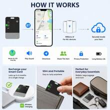 RSH IP68 Rastreador de Tarjeta Inteligente Impermeable, Buscador de Llaves y Localizador de Equipaje para Dispositivos IOS - Soporta Carga Inalámbrica, Compatible con Find My (Solo para IOS), Rastreador de Artículos Anti-Pérdida Etiqueta Inteligente para Llaves - Multicolor - Ver 6