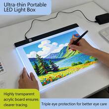 Caja de luz LED portátil ultradelgada A5/A4/A3, tablero de luz para pintura de diamantes hecha a mano, caja de luz para creación de arte, brillo ajustable en 3 niveles, caja de luz para bocetos, tablero de caligrafía y práctica de escritura, tablero para pintura de diamantes y dibujo de líneas de anime - C-negro - Ver 3