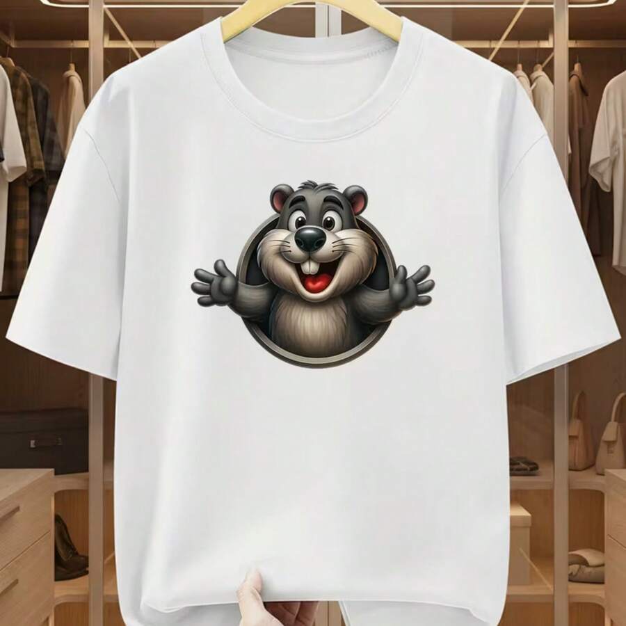Printed T-Shirt For Men And Women - White - View 1