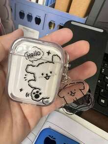 透明极简线条小狗图案保护壳，兼容苹果 1/2/3、Pro、Pro 2 - 彩色 - 查看 8