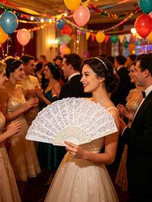 5pcs Lace Retro Folding Fans, Suitable For Gothic Theme Parties, Birthday Parties, Wedding Parties, Stage Props, And Photography Props - One Size Fits All - View 4