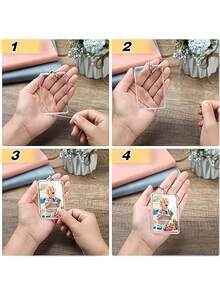 10/40pcs Transparent Rectangular Acrylic Photo Frame Keychains, Can Insert Large ID Photos, Double-Sided Blank Rectangle, DIY Hanging Photo Frame, Wedding Favors, Suitable For Decorating Various Keys - Multicolor - View 7