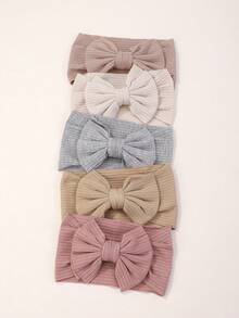 bilicaca 5pcs Random Colored Candy Shaped Hair Bands With Wide Bowknot For Kids, Baby Girls Love Valentine - Multicolor - View 1