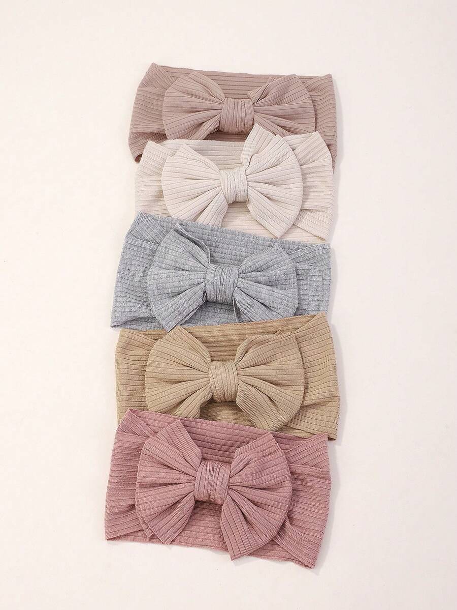 bilicaca 5pcs Random Colored Candy Shaped Hair Bands With Wide Bowknot For Kids, Baby Girls Love Valentine - Multicolor - View 1
