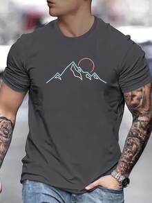 Camiseta de moda para hombre con cuello redondo, estampado en inglés, ideal para primavera y verano - Negro - Ver 6