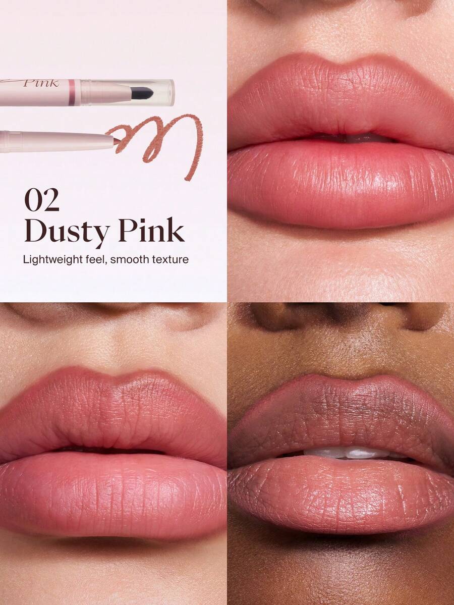 JOOCYEE Double-Ended Lip Liner Pencil, Long-Lasting Smooth Matte Finish - 02 Dusty Pink - View 1