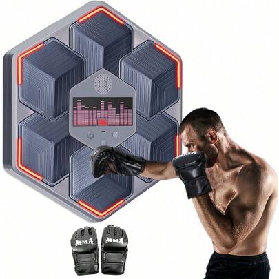 Musik-Boxmaschine Mit Bluetooth, Wandmontage & 14 Modi/16 Geschwindigkeiten – Inklusive Boxhandschuhe & Punching-Ball Für Effektives Heimtraining